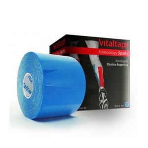 Bandagem Elastica Adesiva Kinesio Vitalpe Sports 5cm x 5m Azul