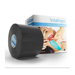 Vital Tape Kinesiology Premium Preta 5cm X 5m Faixa Ortopedica