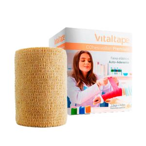 Bandagem Elastica VitalTape CohesiveBan Bege  7,5cm x 4,5m
