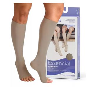 Meia de Compressao Select Comfort Premium Sigvaris AD 20-30 Pe Aberto Natural Escuro