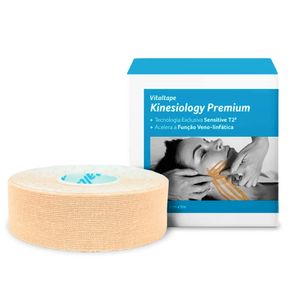 Vital Tape Kinesiology Premium Bege Claro 2,5cm X 5m Faixa Ortopedica