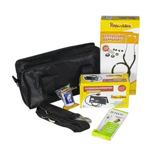 Kit Enfermagem Esfigmo Esteto Garrote Termometro Estojo Bic Azul